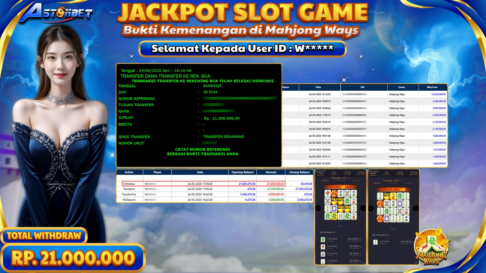 ASTONBET - KEMENANGAN MEMBER DI MAHJONG WAYS RP. 21.000.000,- LUNAS